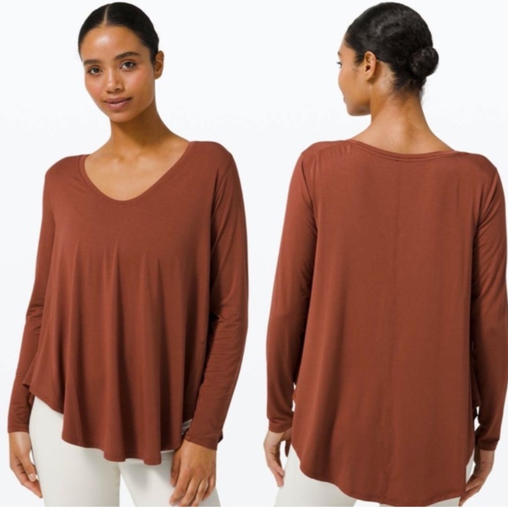 lululemon athletica Up For Down Time Long Sleeve Top size 8 Terracotta